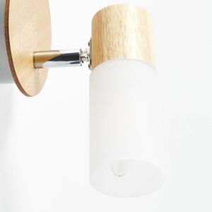 Nástenný reflektor Babsan, Ø 10 cm, svetlé drevo, bambus