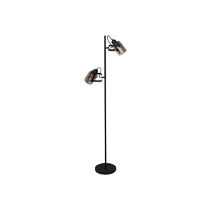 Stojacia lampa Fumoso, 2 svetlá, výška 143 cm, čierna/dymovo sivá